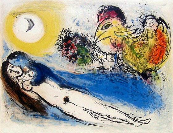 Good Morning Over Paris lithographie contemporain Marc Chagall Peintures à l'huile